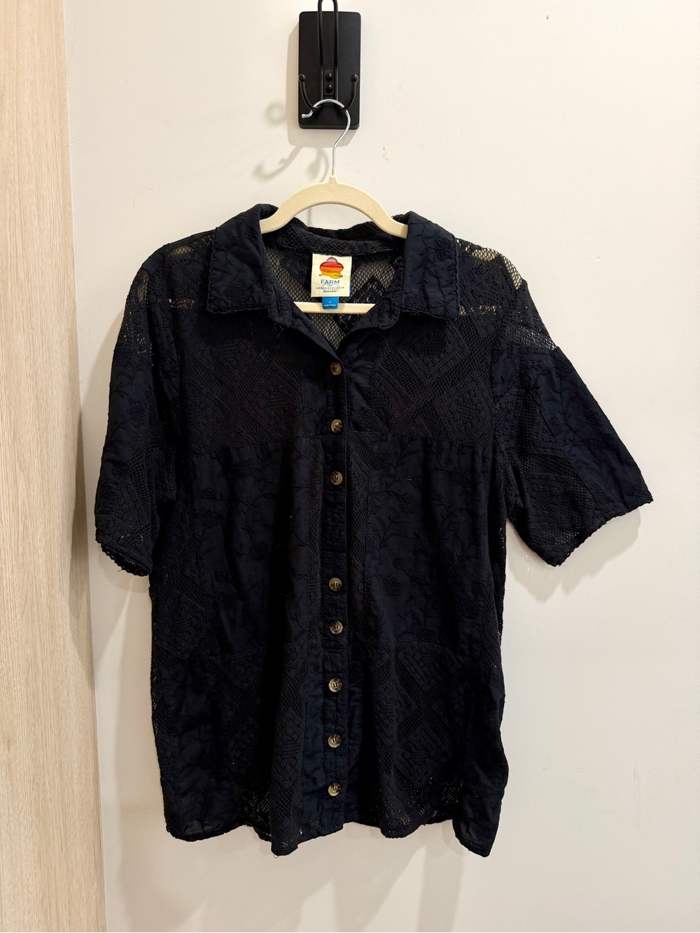 FARM Rio Black Short-Sleeve Surf Shirt